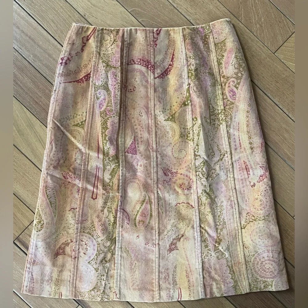 Vintage Beth Bowley Paisley Velvet Skirt | Size 2 | Button Front | Lined